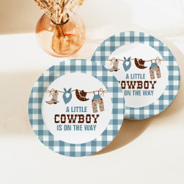 Pratos de papel para chá de bebê cowboy western ro