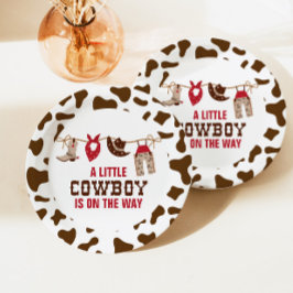 Pratos de papel para chá de bebê cowboy western ro