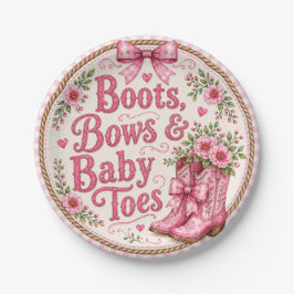 Pratos de Papel para Chá de Bebê Cowgirl Rosa | Bo