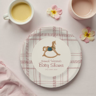 Pratos de papel para chá de bebê de cavalo mecânic