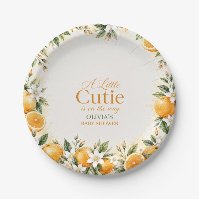 Pratos de papel para chá de bebê Little Cutie em a (Frente)