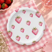 Pratos de Papel para Chá de Bebê Morango Doce Frut