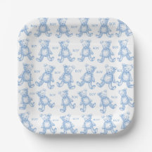 Pratos de papel para chá de bebê Teddy