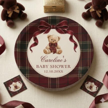 Pratos de Papel para Chá de Bebê Urso Teddy com La