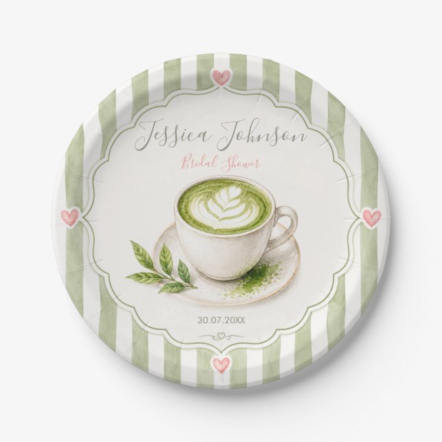 Pratos de Papel para Chá de Noiva Matcha Ela Encon (Frente)