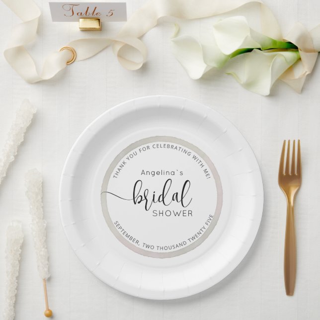 Pratos de Papel para Chás de Noiva Elegantes (Casamento)