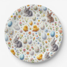 Pratos de Papel para Festa – Coelhinhos, Ovos, Pin