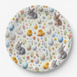 Pratos de Papel para Festa – Coelhinhos, Ovos, Pin