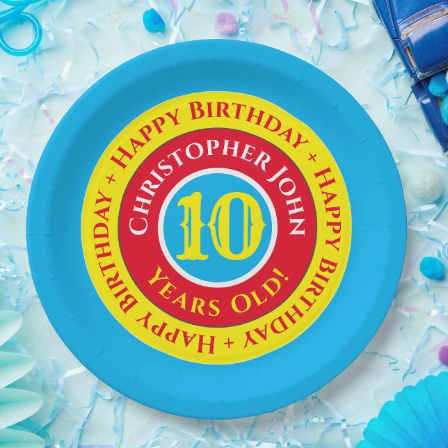 Pratos de papel para festa de 10 anos (Criador carregado)