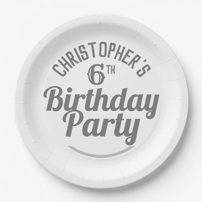 Pratos de papel para festa de 6 anos (Frente)