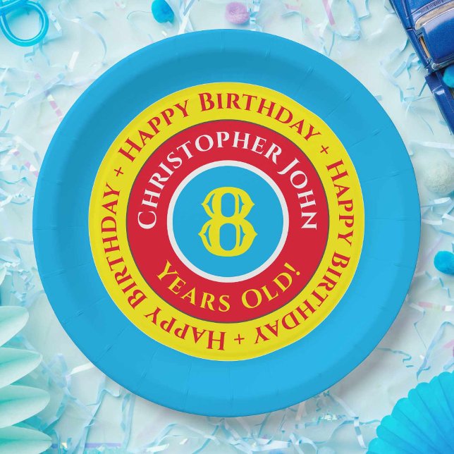 Pratos de papel para festa de 8º aniversário (Criador carregado)