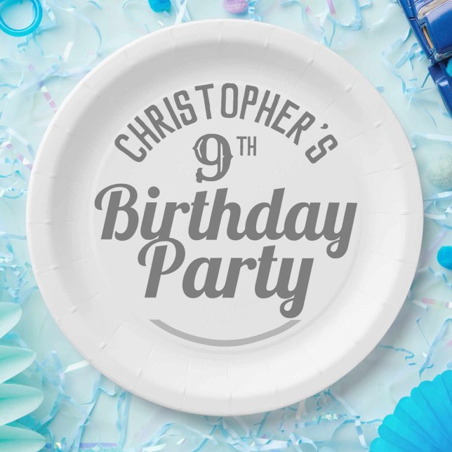 Pratos de papel para festa de 9 anos de idade (Criador carregado)