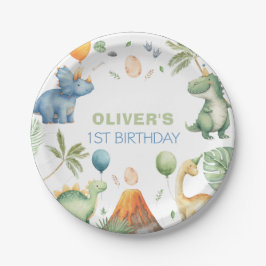 Pratos de papel para festa de aniversário de dinos
