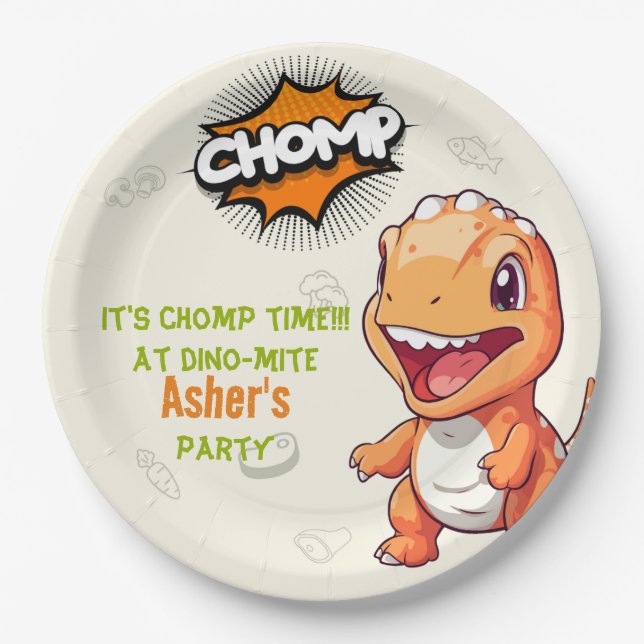 Pratos de Papel para Festa de Aniversário de Dinos (Frente)
