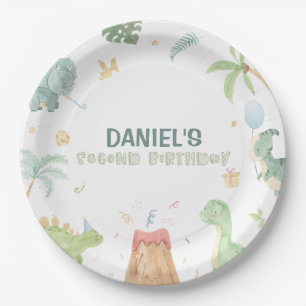 Pratos de papel para festa de dinossauros