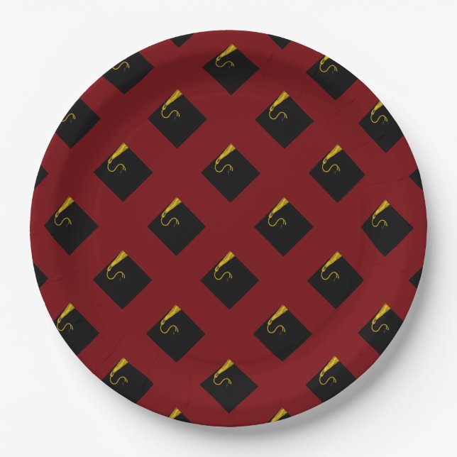 Pratos de Papel para Festa de Formatura Vermelho E (Frente)