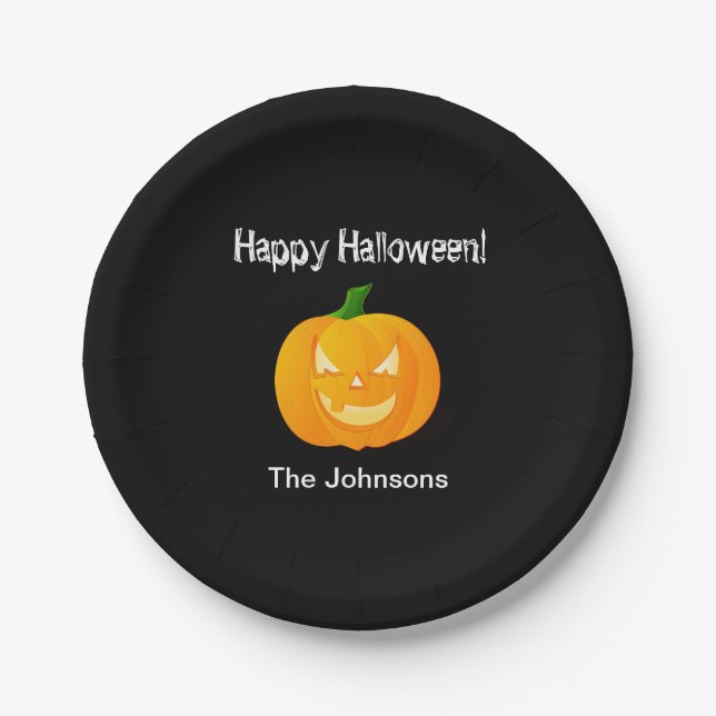 Pratos de papel para festa de Halloween de abóbora (Frente)