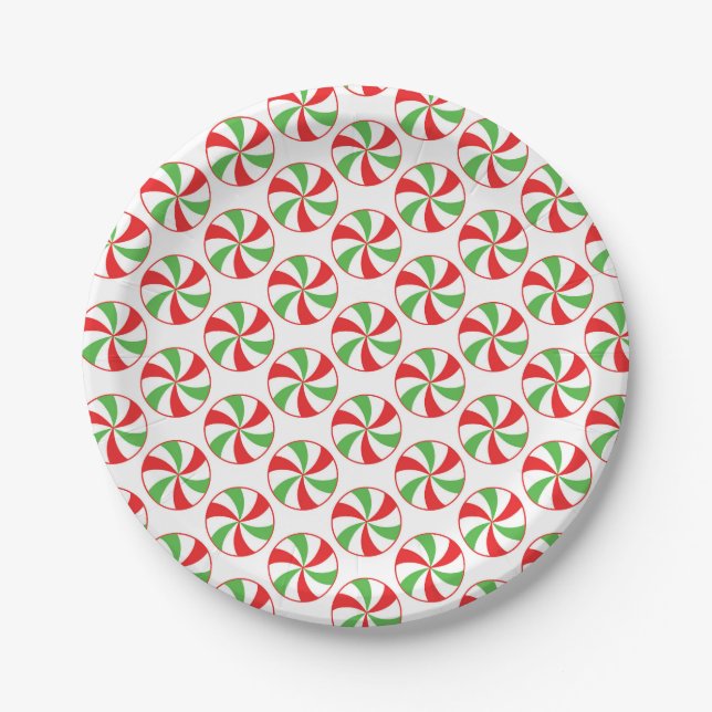 Pratos de Papel para Festa de Natal com Bastão de  (Frente)