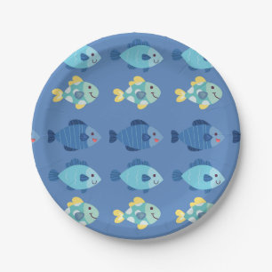 Pratos de Papel para Festa - Peixes Multicoloridos