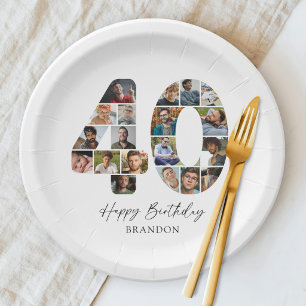 Pratos de papel para foto de aniversário de 40 ano