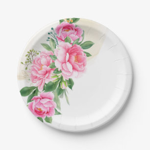 Pratos de Papel - Peônias Rosas Pratos de Papel
