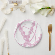 Pratos de Papel Pérolas Rosas Chiques