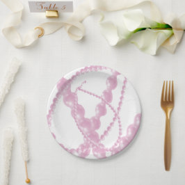Pratos de Papel Pérolas Rosas Chiques
