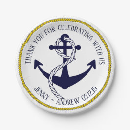 Pratos de Papel Personalizados Âncora Náutica para
