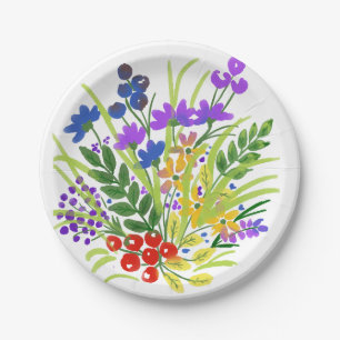 Pratos de Papel Personalizados Flores Aquarela 05