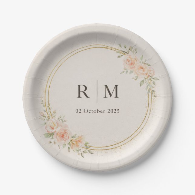 Pratos de Papel Personalizados para Casamento com  (Frente)