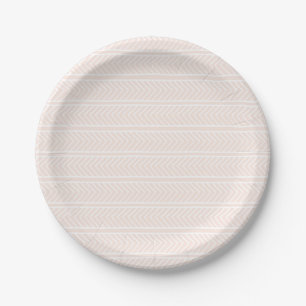Pratos de Papel Pink Herringbone