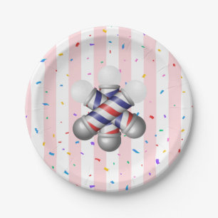 Pratos de Papel, Poste de Barbeiro Listrado de Ros