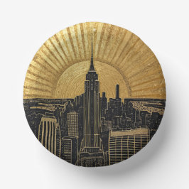 Pratos de Papel Preto e Dourado Art Déco