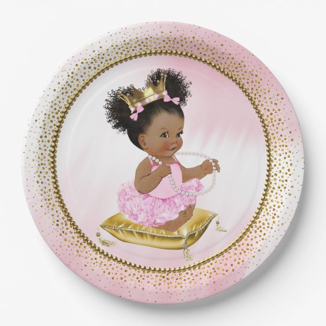 Pratos de Papel Princesa Bebê Chamada Etnica (Frente)