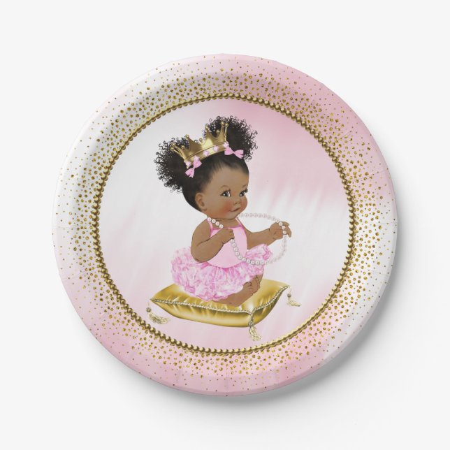 Pratos de Papel Princesa Bebê Chamada Etnica (Frente)