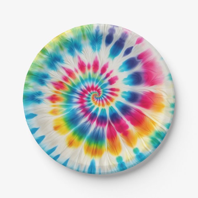 Pratos de Papel Psicanodélicos com Efeito Tie-Dye  (Frente)