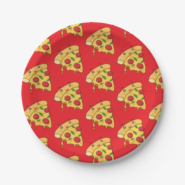 Pratos de Papel, Queijo de Pizza Vermelho (Frente)