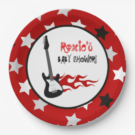 Pratos de Papel Red Rock Star Rock-a-Bye