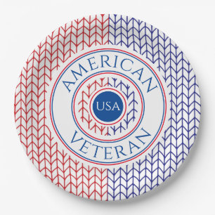 PRATOS DE PAPEL REDONDOS 9" VETERANO AMERICANO