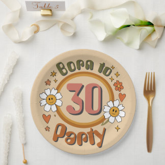 Pratos de papel retrô Born to Party