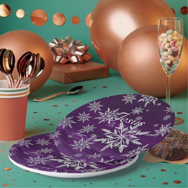 Pratos de Papel Roxo Cristão Festivo (Múltiplo)
