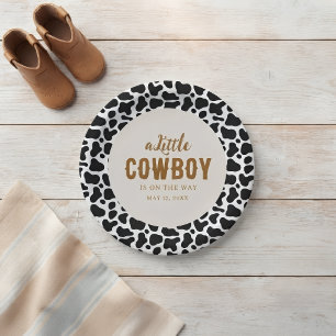 Pratos de Papel Western Cowboy com Estampa de Vaca