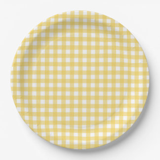 Pratos de Papel Xadrez Amarelo Lauren