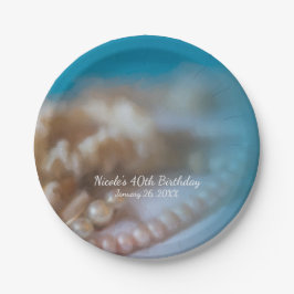 Pratos de Praia Elegantes Pintados Conchas e Pérol