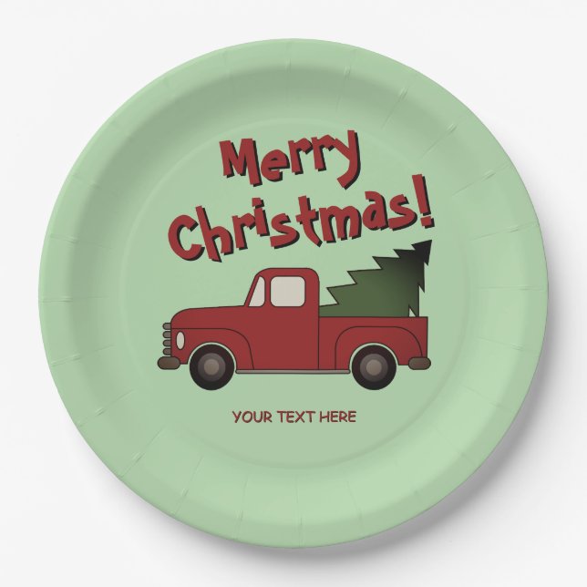 Pratos divertidos para festa de Natal com caminhão (Frente)