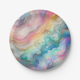 Pratos e Tigelas de Papel Arco-íris e Bolhas para