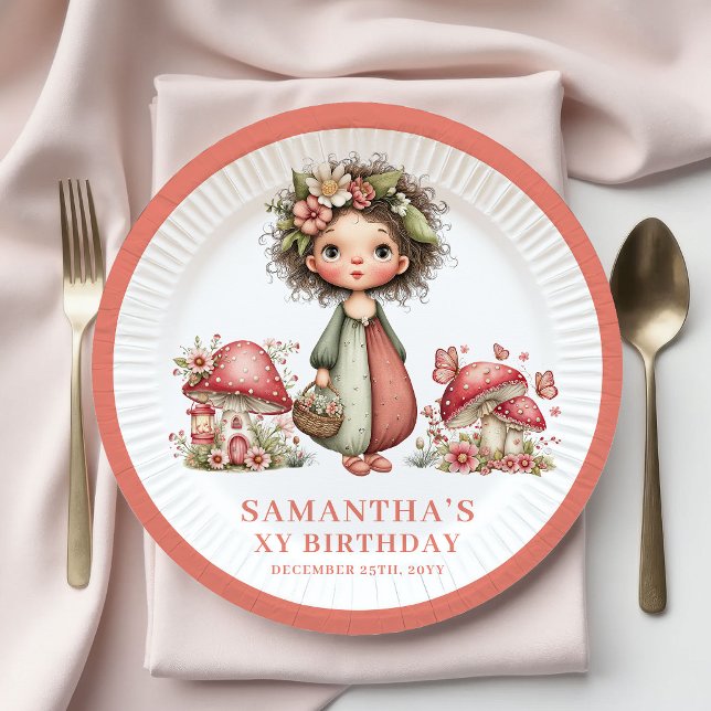 Pratos Florais Pastel para 4º Aniversário da Fada  (Magical Fairy 4th Birthday Pastel Floral Plates)