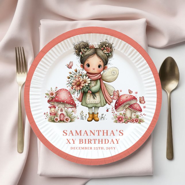 Pratos Florais Pastel para o 5º Aniversário da Fad (Cute Fairy 5th Birthday Pastel Floral Plates)