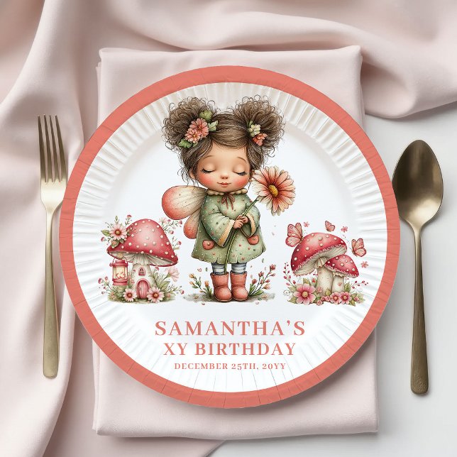 Pratos Florais Pastel para o 7º Aniversário da Fad (Cute Fairy 7th Birthday Pastel Floral Plates)