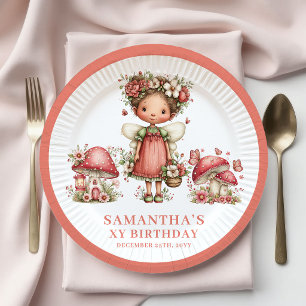 Pratos Florais Rosa Bege para 1º Aniversário da Fa